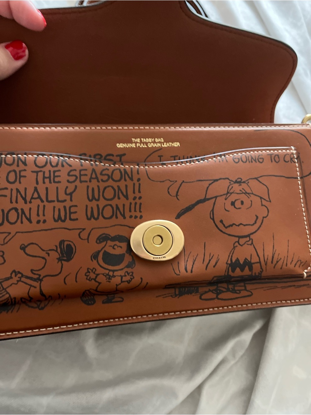 Coach Brown Leather Tabby Shoulder Bag with Charlie Brown Print - Picture 2 of 4